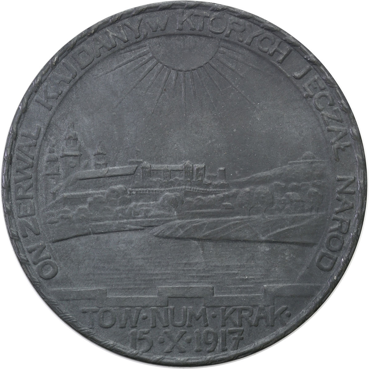 Polska pod zaborami. Medal 1917 - Tadeusz Kościuszko 1917, cynk